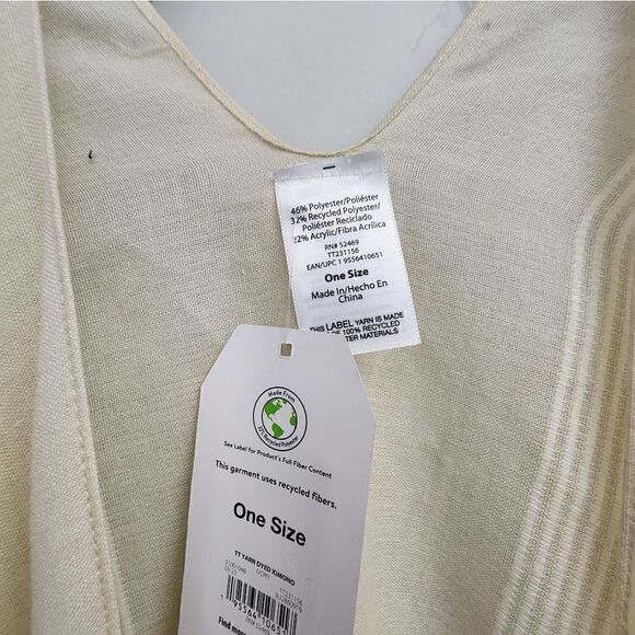 Nwt Women's Layering Kimono Sun Cover Poncho Fringed Stripe Ruana, One Size - Picture 2 of 6